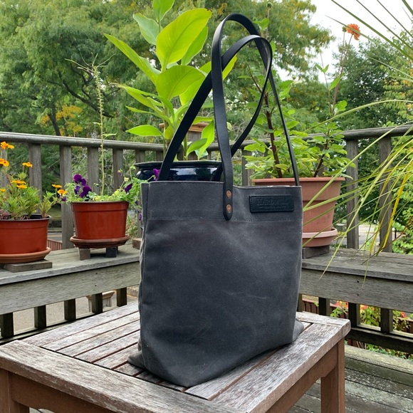 Hardmill Waxed Canvas Charcoal Gray Market Tote - Picture 5 of 15